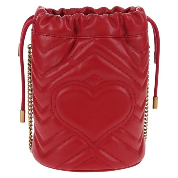 GUCCI Chain Shoulder Bag Leather Red Gold 575163 Auth 135268M - Picture 2 of 16